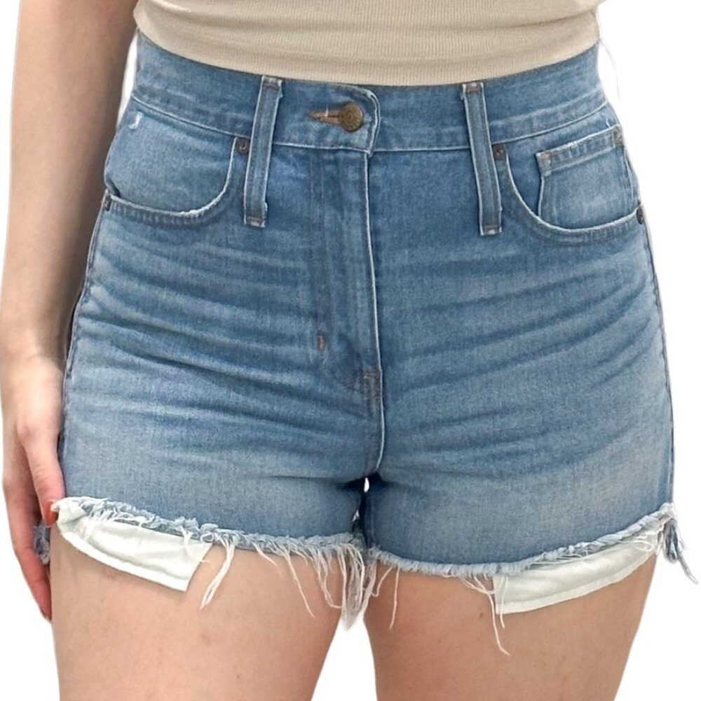Madewell The Perfect High Rise Jean Short: Step-Hem Edition in Odell Wash Sz 26